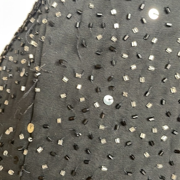 Forever Yours 100% Silk Black and Silver Beaded Column Dress - Picture 6 of 8